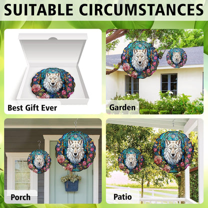 Wolf Wind Spinner - Unique 3D Hanging Wind Spinner for Yard and Garden