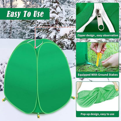 4 Pack Plant Covers Freeze Protection, Pop Up Shrub Frost Covers for Outdoor Plants Warm Plant