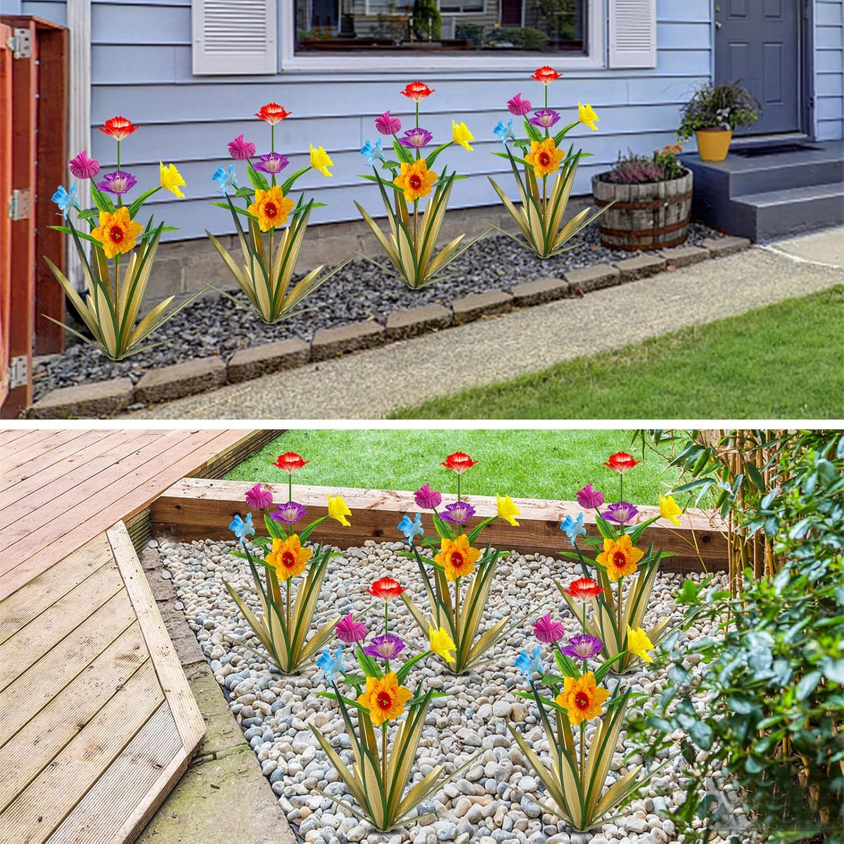 Homight Metal Agave Plant Outdoor Decoration Outdoor Garden Decoration Daffodils Flowers Mexican