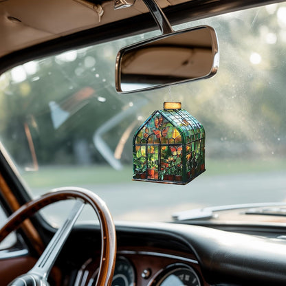Greenhouse Acrylic Suncatcher Stained Glass Effect Window Car Hanging Christmas Ornament Indoor