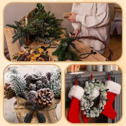 Shappy 12 Pieces Christmas Garland Banister Ties Christmas Decorative Reusable and Flexible Twist