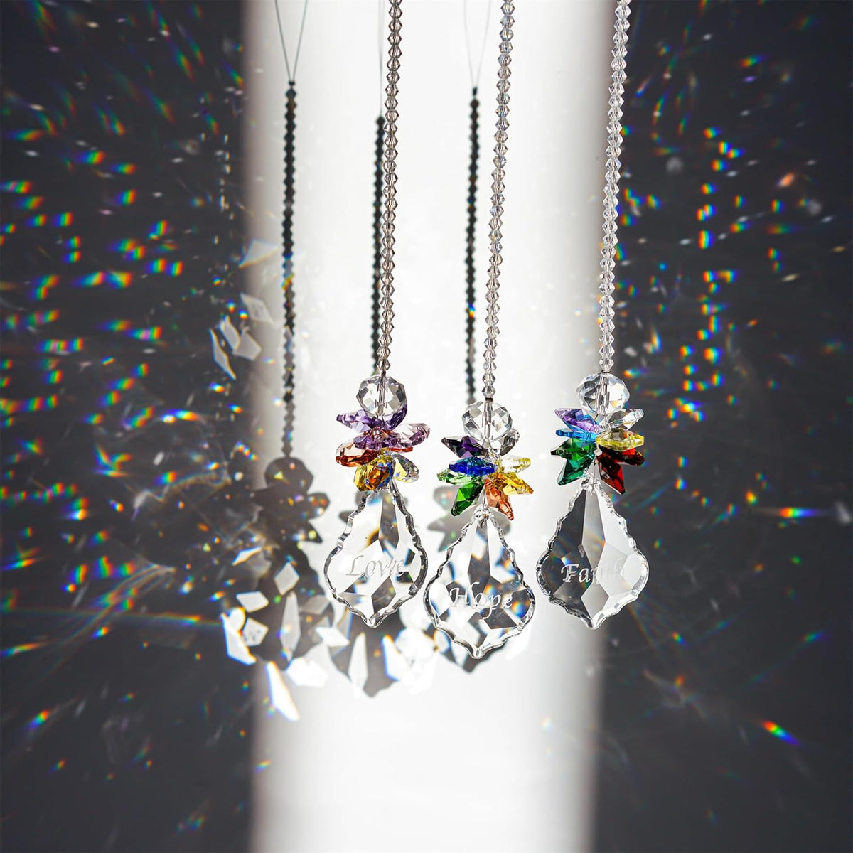 H&D HYALINE & DORA Glass Crystal Rainbow Angel Ornament Chakra Hanging Suncatcher Window Sun