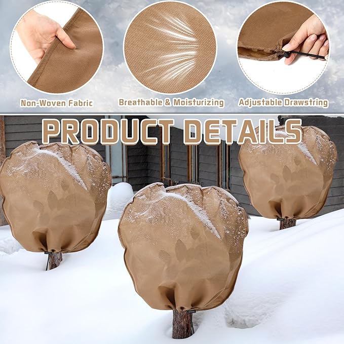 12 Pcs Winter Plant Covers Freeze Protection Reusable Plant Protector Bag with Drawstring Warm