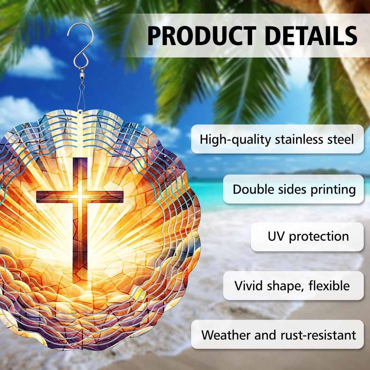 Cross Wind Spinner, Cross Wind Spinner Hanging for Yard and Garden, Unique Gift Wind Spinner, 3D