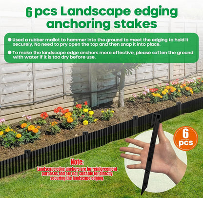 Corrugated Metal Garden Edging,Sturdy Tall Landscape Edging Borders with 6pcs Anchor Stakes