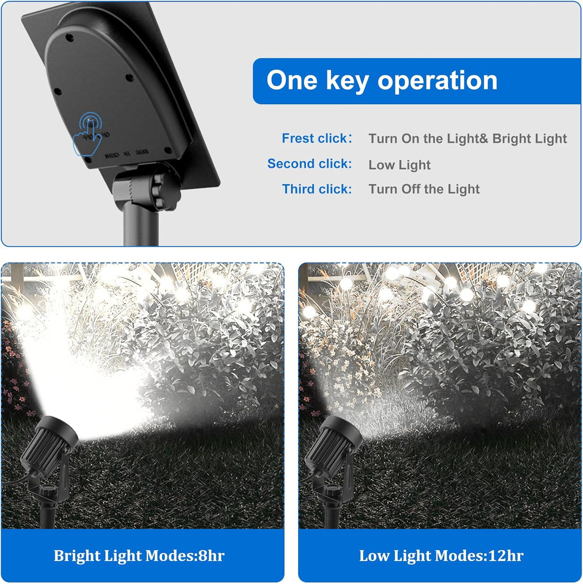 Solar Spot Lights Outdoor, Landscape Spotlights IP65 Waterproof 9.8ft Cable, Dusk to Dawn Solar