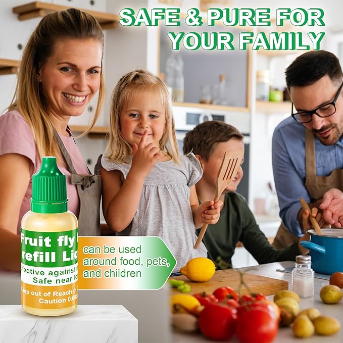 Qualirey 12 Pack Fruit Fly Trap Refill Liquid, 0.68oz Per Bottle Liquid Fruit Fly Traps for