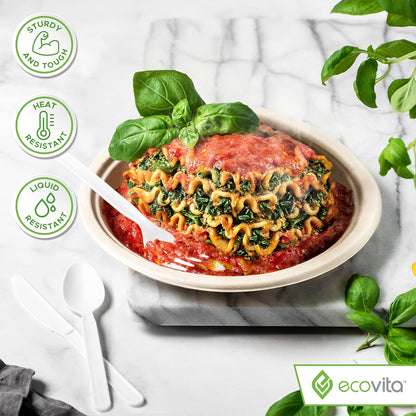 Ecovita 100% Compostable Knives - 500 Large Disposable Utensils (7 in.) Bulk Size Eco Friendly