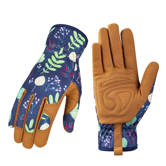 Bamllum Leather Gardening Gloves for Women - Working Gloves for Weeding, Digging, Planting, Raking