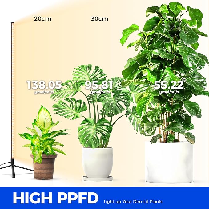 Barrina Grow Lights for Indoor Plants with Stand, 42W 169 LEDs Full Spectrum Wide Illumination