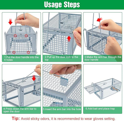 4 Packs Humane Rat Trap Outdoor, Wanqueen Humane Mouse Traps Indoor, Small Rodent Chipmunk Squirrel
