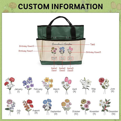 Personalized Garden Tools Set for Women: Custom Text Garden Tool Bag and Garden Shovel & Transplant
