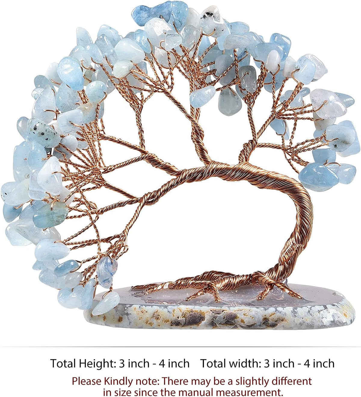 TUMBEELLUWA Reiki Crystal Money Tree with Agate Slice Base Feng Shui Stone Bonsai Tree Figure Decor