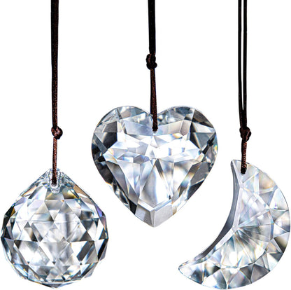 H&D HYALINE & DORA Clear Suncatcher Crystal Prism Ball Heart Moon Window Decor Ornament,Hanging