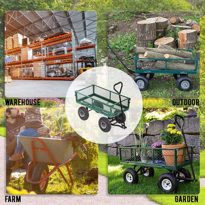 BestMassage Heavy Duty 500 Lbs Capacity Mesh Steel Garden Cart Folding Utility Wagon with Removable