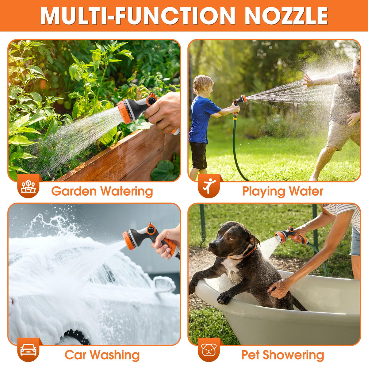 Garden Hose Nozzles,Hose Spray Nozzle with Adjustable 10 Watering Patterns