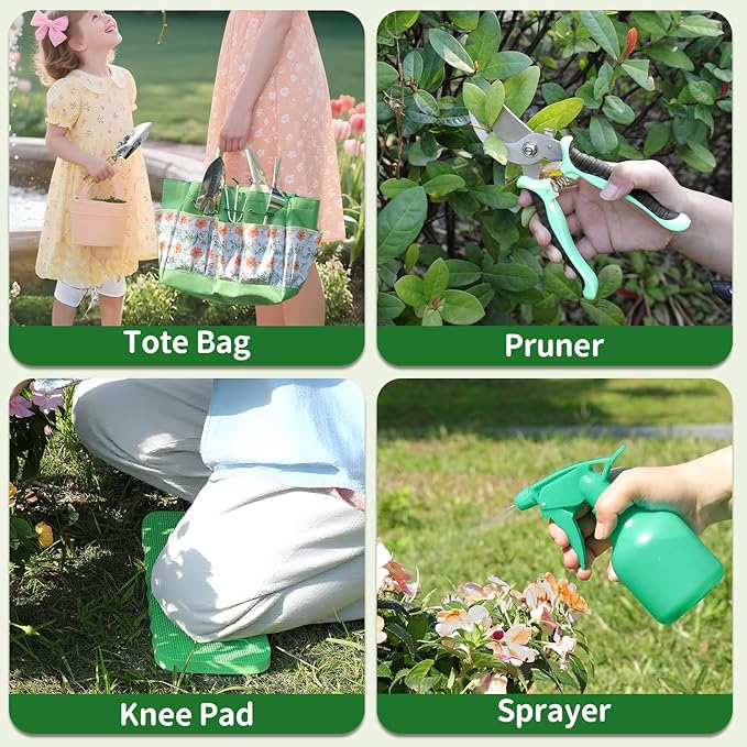 Gardening Tools 10-Piece Heavy Duty Stainless Steel Hand Tools with Durable Garden Tools Storage
