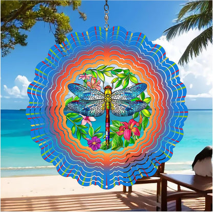Dragonfly Wind Spinners Garden Decor as Birthday Gifts for Women Mom,12 inch 3D Stainless Steel