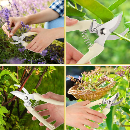 Therwen 12 Pcs Garden Shears Flower Scissors Pruning Shears Floral Garden Clippers Hand Pruners