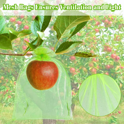 Morcheiong 60Pcs Fruit Protection Bags 8" x 12", Reusable Fruit Netting Bags for Fruit Trees