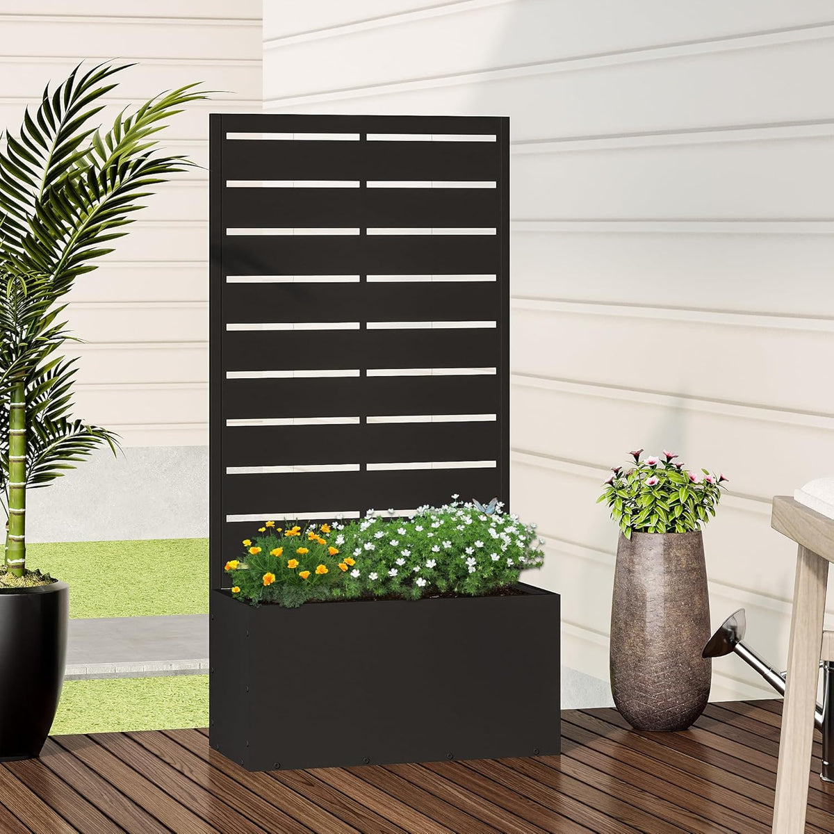 Casaphoria Metal Raised Garden Bed, 47"x24"x12" Planter Box for Climbing Plants, Vegetables &