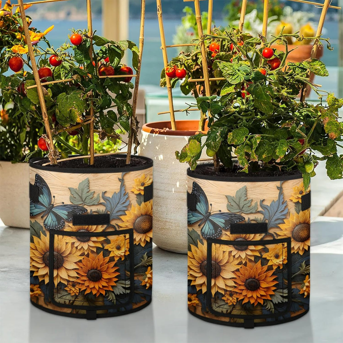 Sunflower Flowers Grow Bags 7 Gallon Thickened Nonwoven Plant Pot Vegetables Potato Fruit Plant