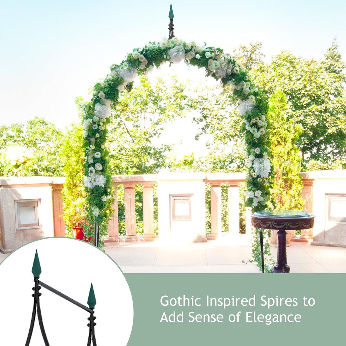 S AFSTAR 9.5 Ft Metal Arch, Outdoor Garden Arch for Various Climbing Plant Flower, Wedding Backdrop
