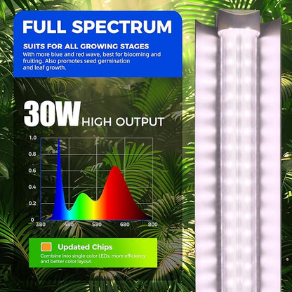 Barrina LED Grow Lights, Full Spectrum, 180W(6 x 30W, 1000W Equivalent), 3ft Grow Light Strips, T8