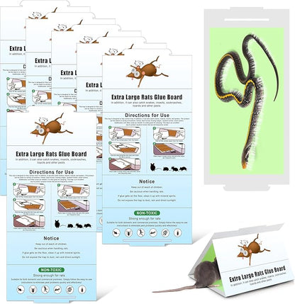 Qualirey 8 Pack Sticky Mouse Traps 8 x 14 Large Sticky Rat & Mouse Glue Boards for Inside Outside