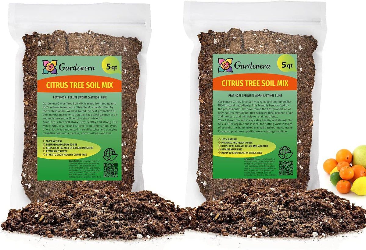 GARDENERA Citrus Tree Potting Soil Mix - 10 Quart - Special Blend for Indoor Oranges, Lemons, Limes