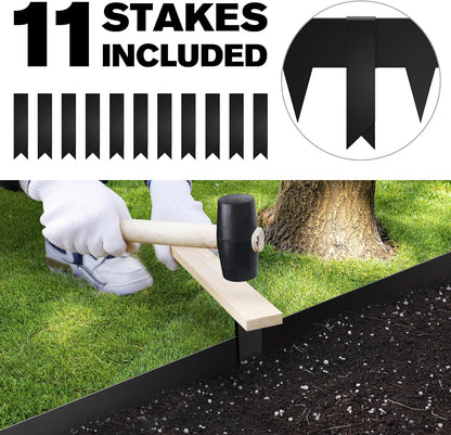 KOL Galvanized Steel Flexible Garden Lawn Edging, 10-Pack Black Metal Landscape Edging Strips