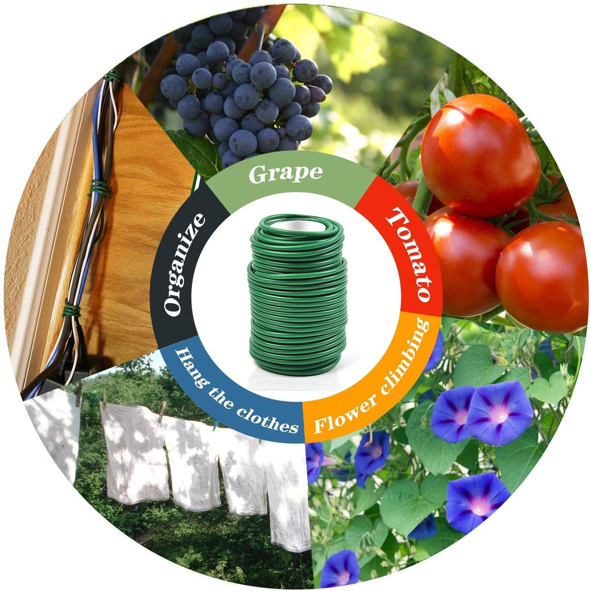 Decoroca Soft Plant Ties for Support - 65.6' Reusable Waterproof Plant Wire, 3.5mm Garden Twist