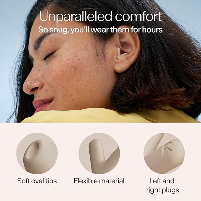 Alpine Silence Earplugs for Sleep, Focus & Travel - V-Shape Snug Fit & Soft Oval Tips – 4 Sizes