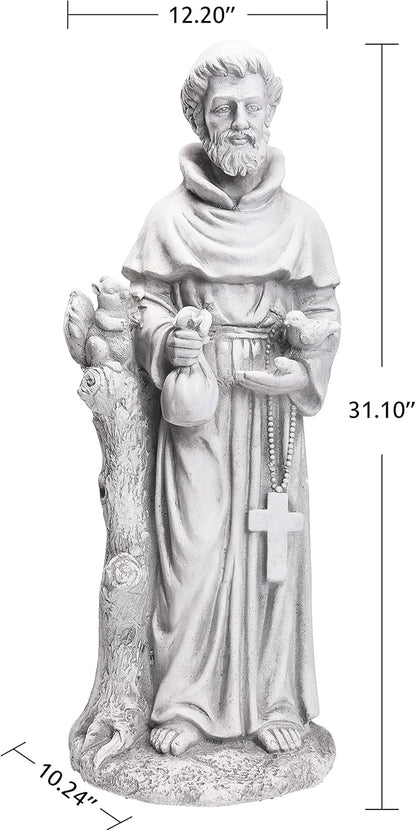 TOETOL St Francis Garden Statues 31 Inch Saint Francis of Assisi Catholic Christian Yard Decor Lawn
