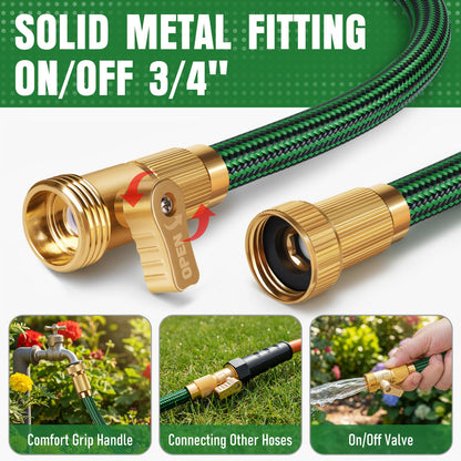 NON-EXPANDABLE Garden Hose 25 ft, Heavy Duty Flexible Water Hose, Kink Resistant Lightweight Hybrid