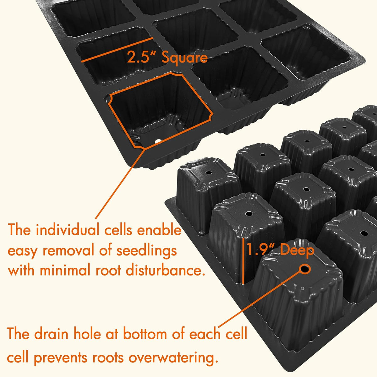 Gardzen 10-Pack Seed Starter Kits, Reusable Plant Germination Trays with Total 150-Cell, Seed