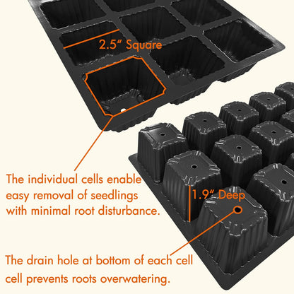 Gardzen 10-Pack Seed Starter Kits, Reusable Plant Germination Trays with Total 150-Cell, Seed