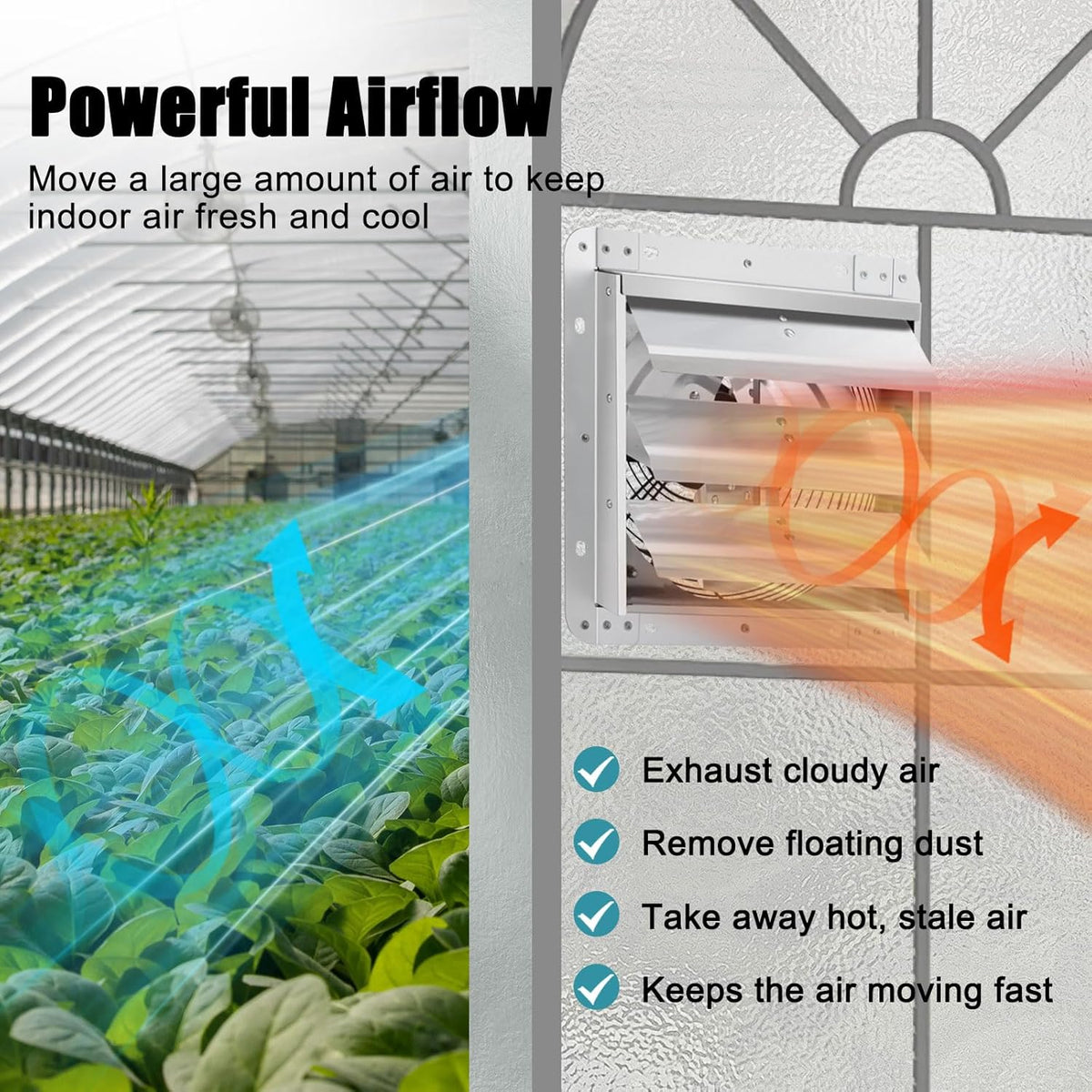 Criditpid 14 Inch Shutter Exhaust Fan, Wall Mounted Vent Fan for Garage, Attic, Greenhouse, Shop