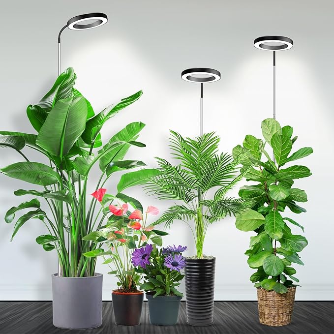 Garpsen Plant Light, Full Spectrum Grow Light with Gooseneck, 3 Colors Modes and 5 Dimmable Levels