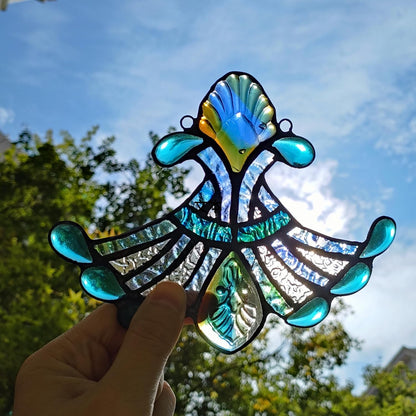 Ornament Stained Glass Window Panel Sun Catcher, 7" x 7"