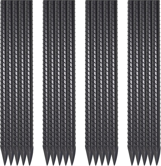16 Inch Rebar Stakes 20 Pack 1/2 Inch Diameter Heavy Duty Steel Ground Stakes with Chisel Point End