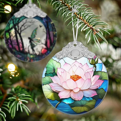 Lotus Stained Glass Orament - Christmas Ornament - Christmas Decorations for Tree - Holiday Present