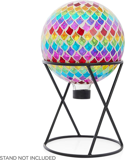 Alpine Corporation - Outdoor Glass Gazing Globe with Mosaic Teardrop Design -10 Inch Diameter