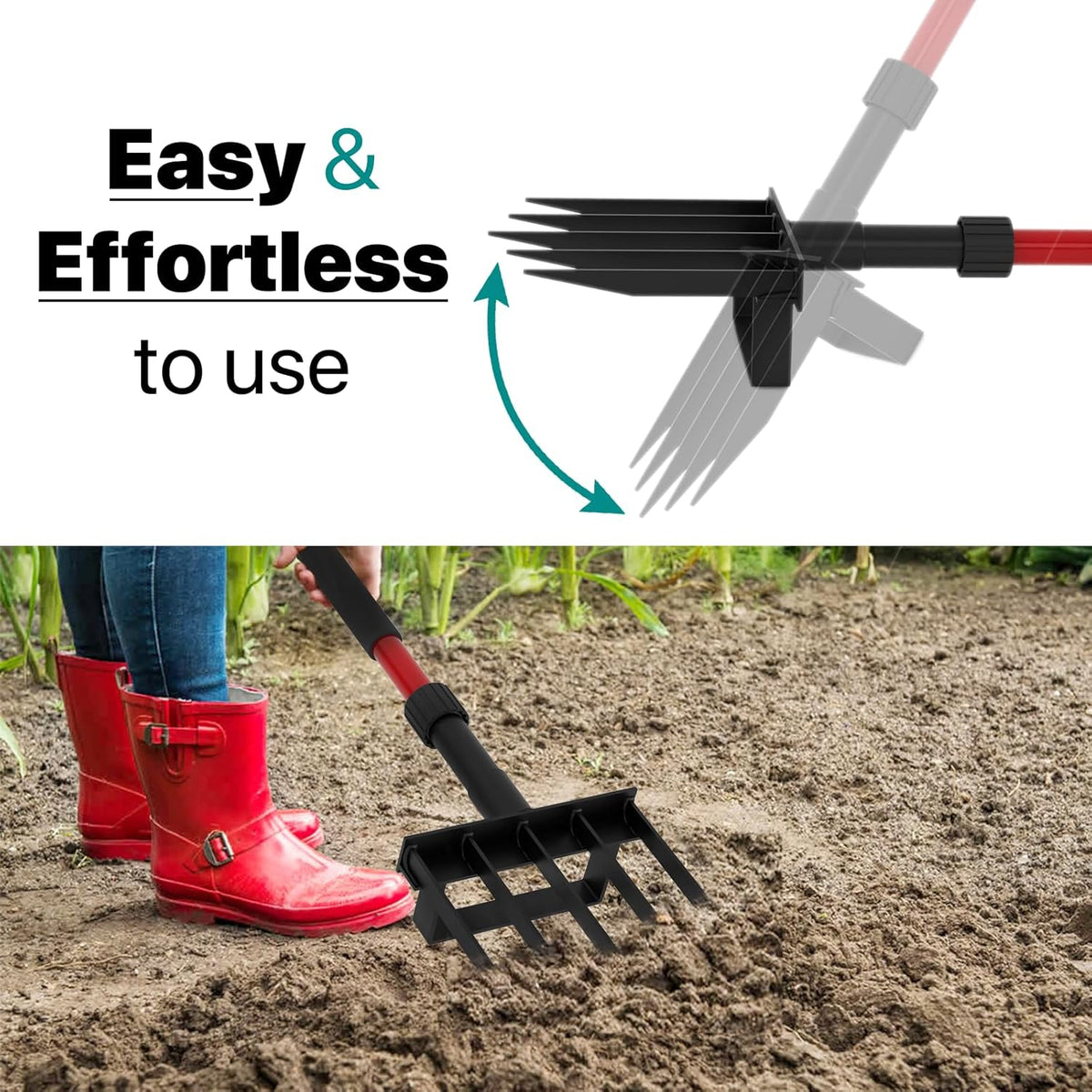 Pitch Fork for Garden, 5-Tine Heavy Duty Pitchfork for Loosening Soil, 41 Inch Gardening Fork for