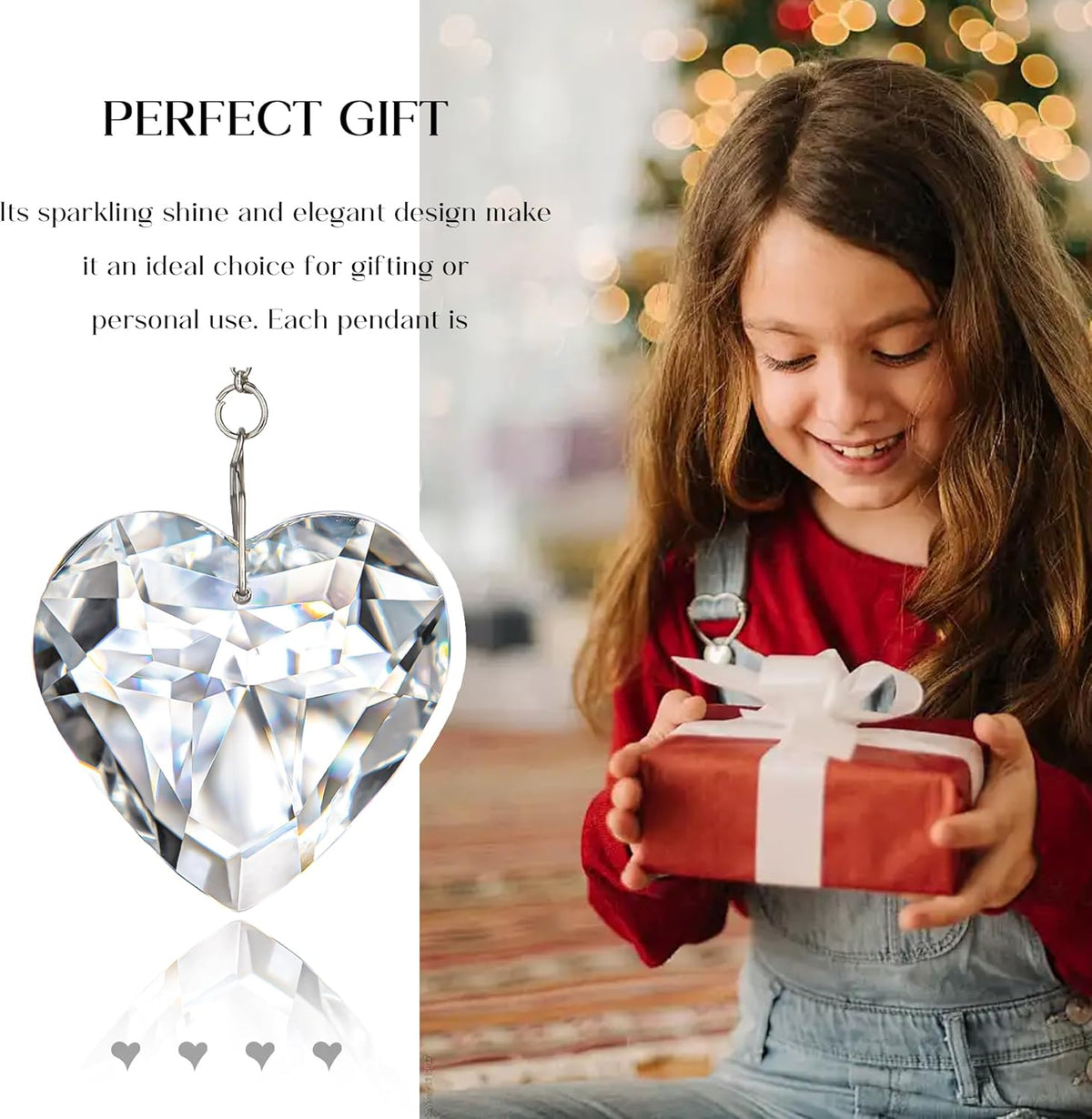 H&D HYALINE & DORA 50mm Clear Crystal Heart Suncatcher Set of 3 Suncatcher for Window Crystal Heart