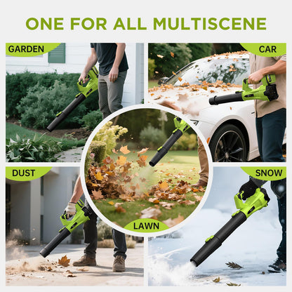 Leaf Blower Cordless, Electric Blower with 2×4.0Ah Batteries & Charger, 6-Speed, Powerful