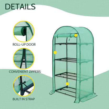 EAGLE PEAK Mini Greenhouse with Wire Shelves, Portable Indoor & Outdoor Green House with Roll-Up