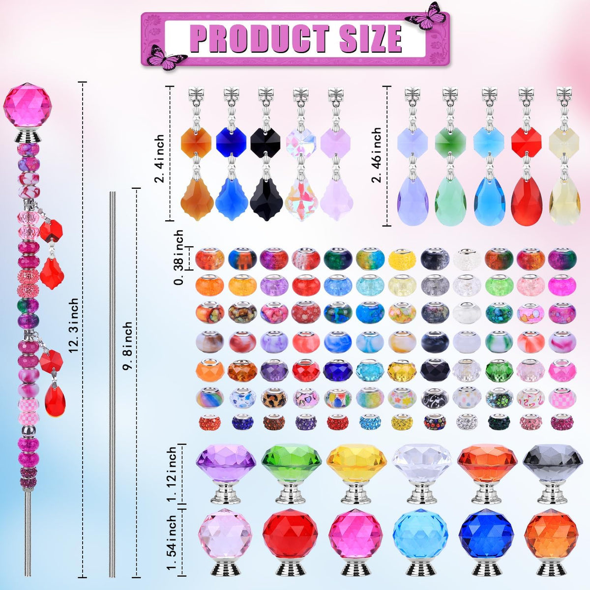 VICTLOV Crystal Suncatcher Making Kit, 273 Pieces with Beads, Snowflakes, Butterflies, Glass Balls