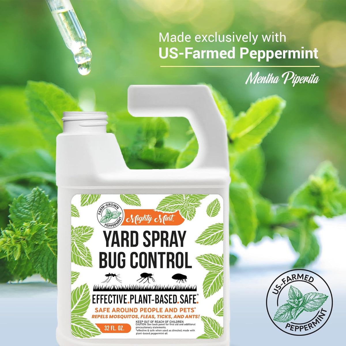 Mighty Mint Peppermint Oil Lawn & Yard Bug Control Spray – Natural Outdoor Pest Repellent for