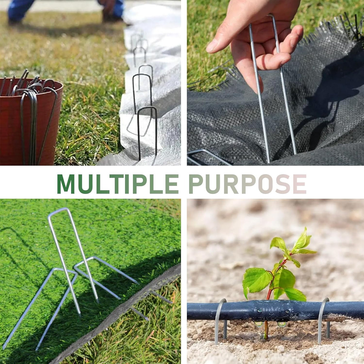 200 Pack Landscape Staples 6 Inches 11 Gauge Stakes, Galvanized Garden Stakes U-Shaped Pins and